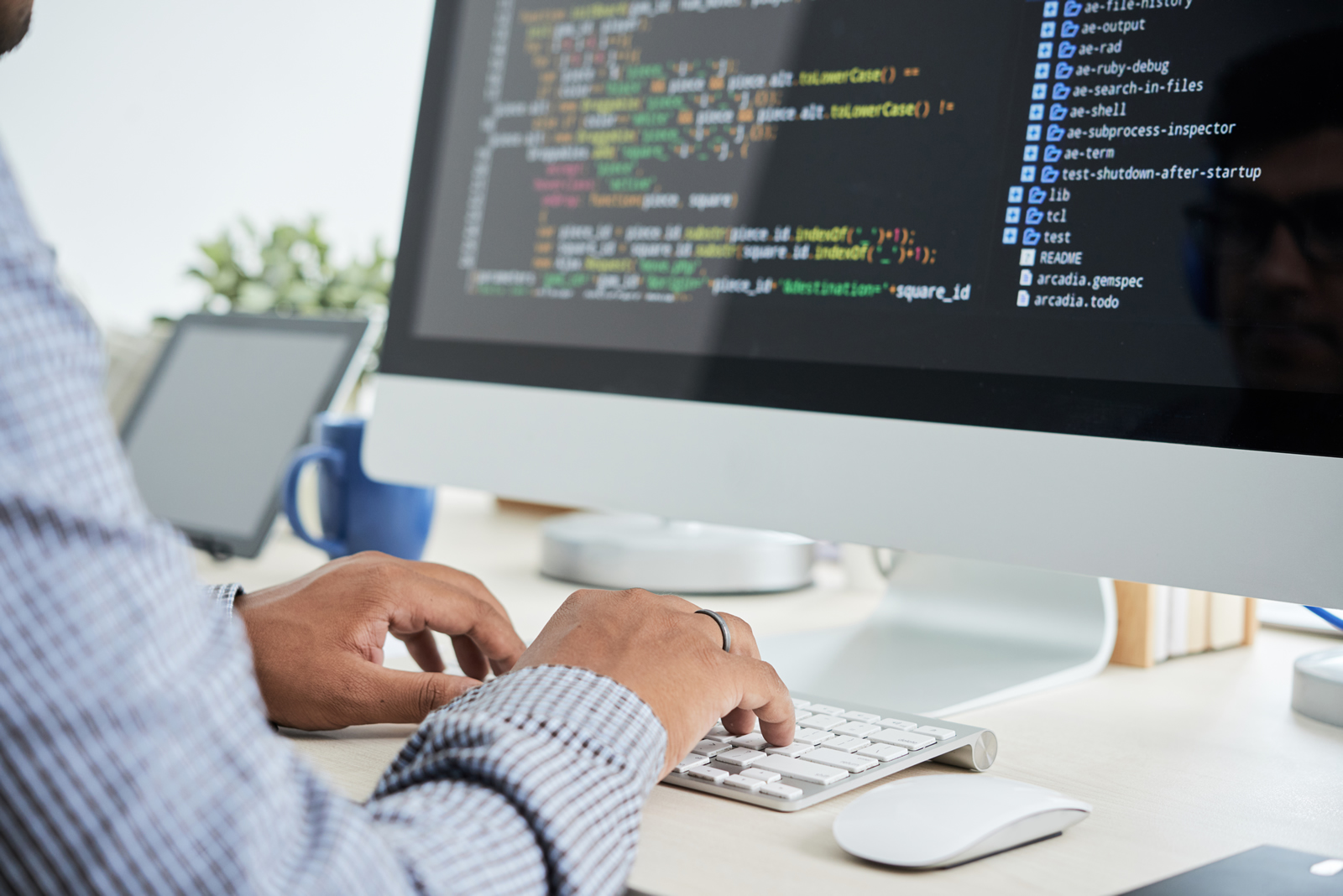 Developer working on custom business software
